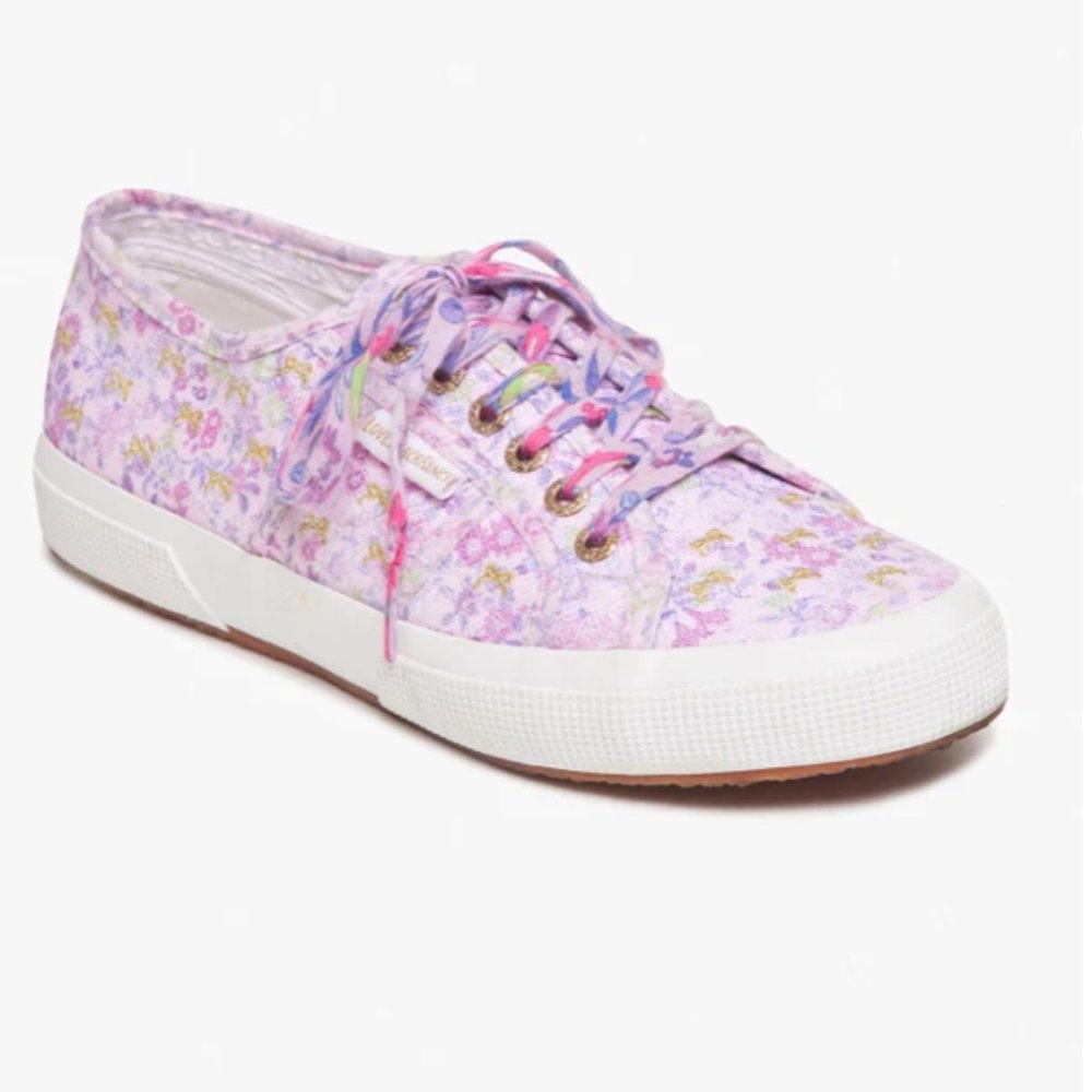 LoveShackFancy Floral Lavender Canvas Sneakers